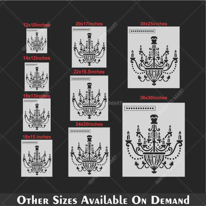 Vintage Chandelier Stencil for Wall, Furniture & Fabric Art – Classic Royal Lighting Design – ID# 701
