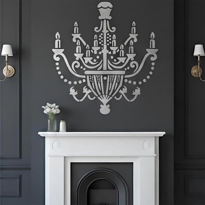 Vintage Chandelier Stencil for Wall, Furniture & Fabric Art – Classic Royal Lighting Design – ID# 701