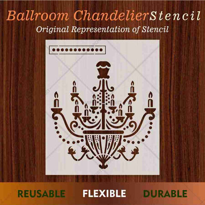 Vintage Chandelier Stencil for Wall, Furniture & Fabric Art – Classic Royal Lighting Design – ID# 701
