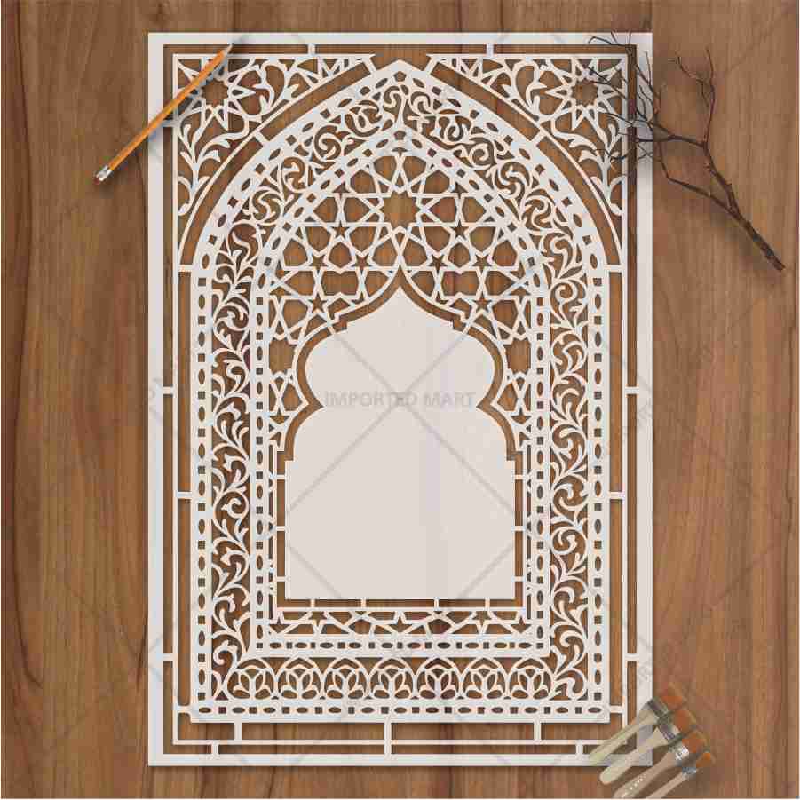 Traditional Carpet Stencil – Geometric & Floral Wall, Furniture & Floor Art – Mosque & Home Décor – ID# 708