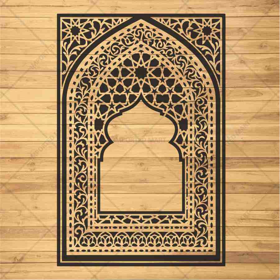 Traditional Carpet Stencil – Geometric & Floral Wall, Furniture & Floor Art – Mosque & Home Décor – ID# 708