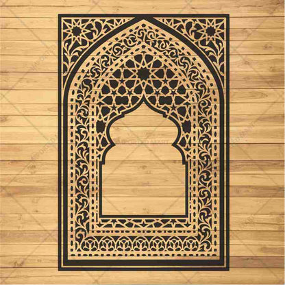 Traditional Carpet Stencil – Geometric & Floral Wall, Furniture & Floor Art – Mosque & Home Décor – ID# 708