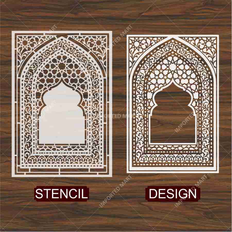 Traditional Carpet Stencil – Geometric & Floral Wall, Furniture & Floor Art – Mosque & Home Décor – ID# 708