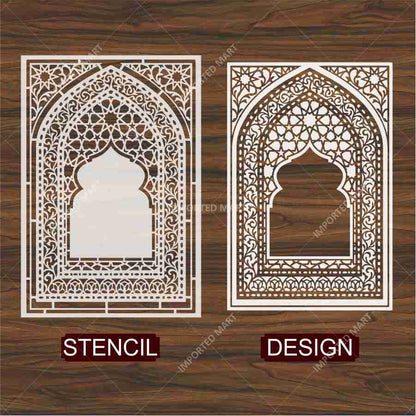 Traditional Carpet Stencil – Geometric & Floral Wall, Furniture & Floor Art – Mosque & Home Décor – ID# 708