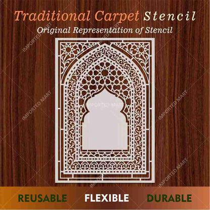 Traditional Carpet Stencil – Geometric & Floral Wall, Furniture & Floor Art – Mosque & Home Décor – ID# 708