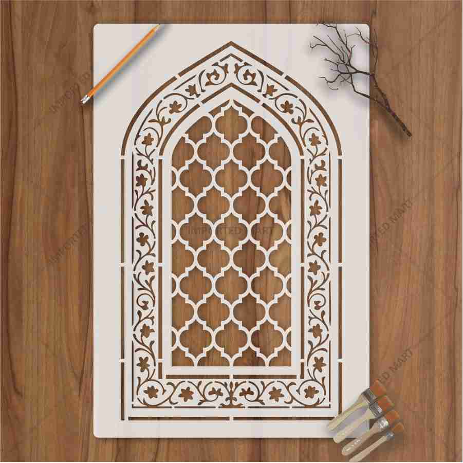 Royal Carpet Stencil – Geometric & Floral Wall, Furniture & Floor Art – ID# 709
