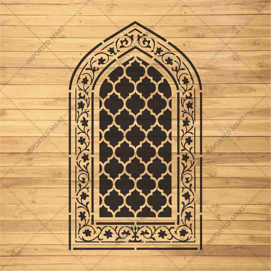 Royal Carpet Stencil – Geometric & Floral Wall, Furniture & Floor Art – ID# 709