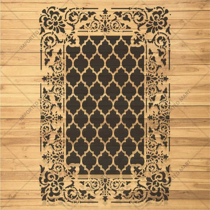 Moroccan Carpet Stencil for Wall, Floor & Furniture Art – Arabic Geometric Rug Pattern Design – ID# 710