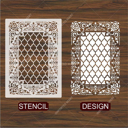 Moroccan Carpet Stencil for Wall, Floor & Furniture Art – Arabic Geometric Rug Pattern Design – ID# 710