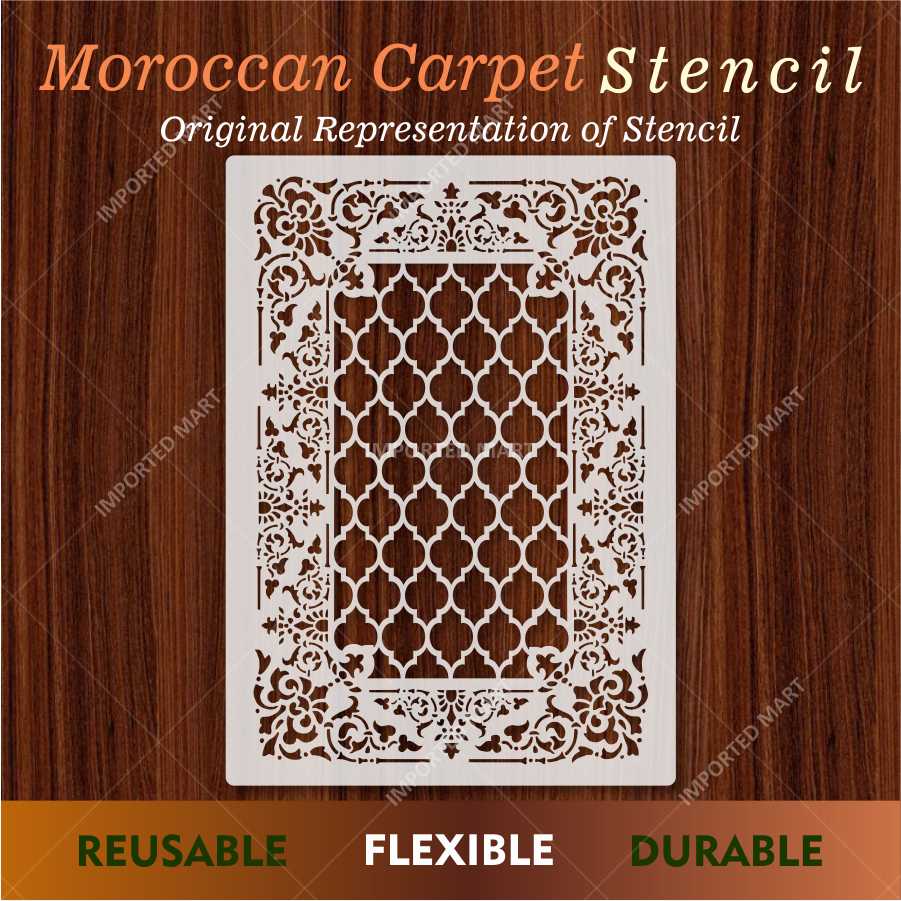 Moroccan Carpet Stencil for Wall, Floor & Furniture Art – Arabic Geometric Rug Pattern Design – ID# 710