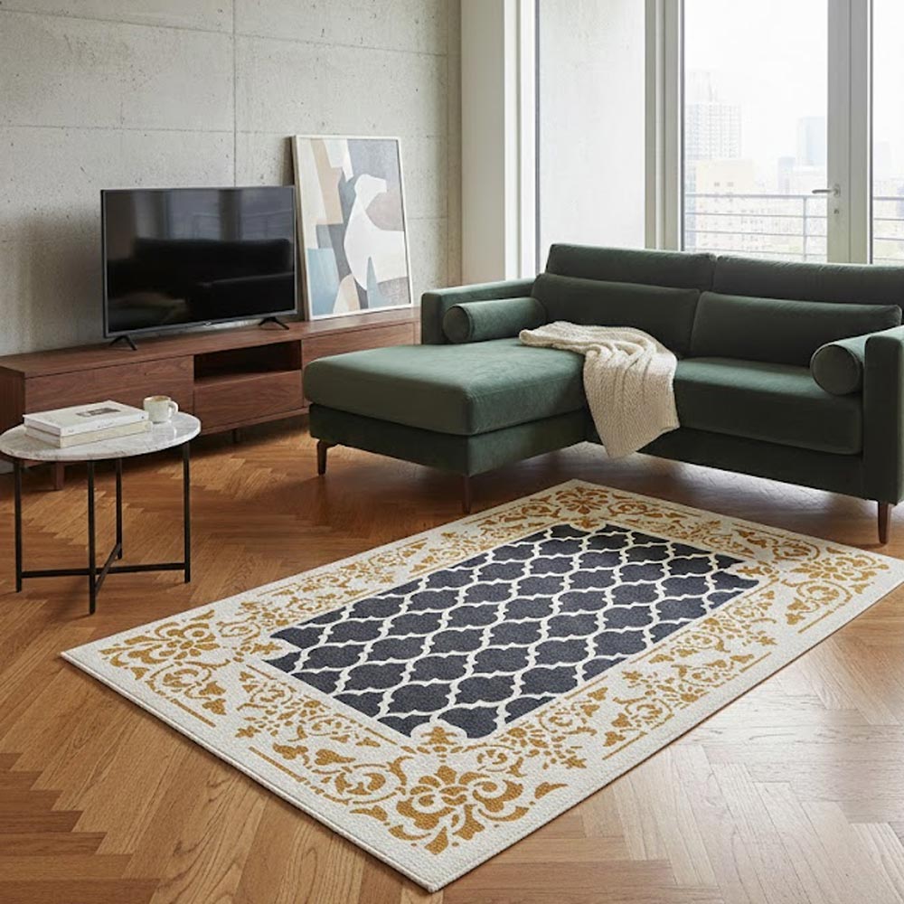 Moroccan Carpet Stencil for Wall, Floor & Furniture Art – Arabic Geometric Rug Pattern Design – ID# 710