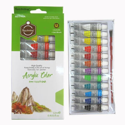 12 pcs/Pack 12ml  Original Keep Smiling Acrylic Color with free one Brush