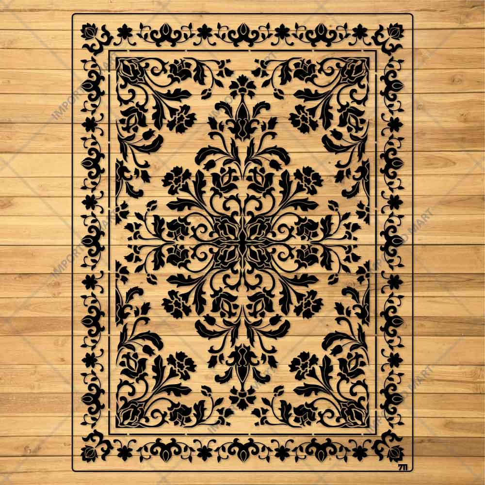 Royal Floral Mandala carpet Stencil for Wall, Floor, Furniture & Fabric Decor – Ornamental Art Design – ID# 711