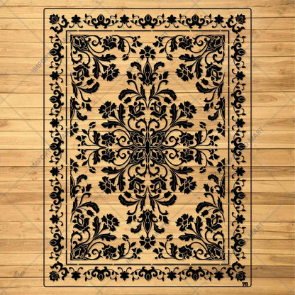 Royal Floral Mandala carpet Stencil for Wall, Floor, Furniture & Fabric Decor – Ornamental Art Design – ID# 711