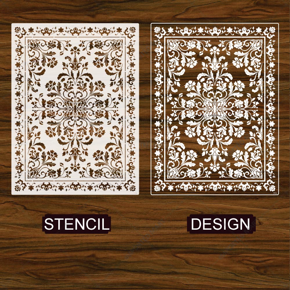 Royal Floral Mandala carpet Stencil for Wall, Floor, Furniture & Fabric Decor – Ornamental Art Design – ID# 711