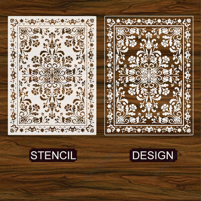 Royal Floral Mandala carpet Stencil for Wall, Floor, Furniture & Fabric Decor – Ornamental Art Design – ID# 711