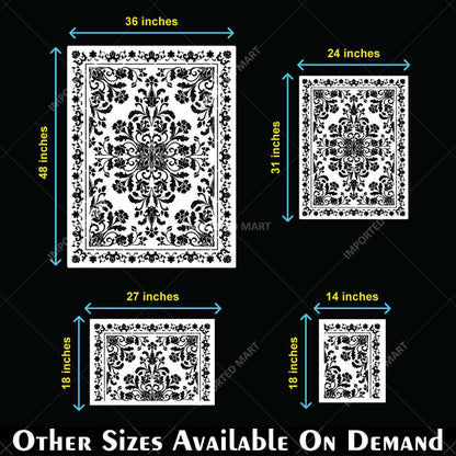 Royal Floral Mandala carpet Stencil for Wall, Floor, Furniture & Fabric Decor – Ornamental Art Design – ID# 711