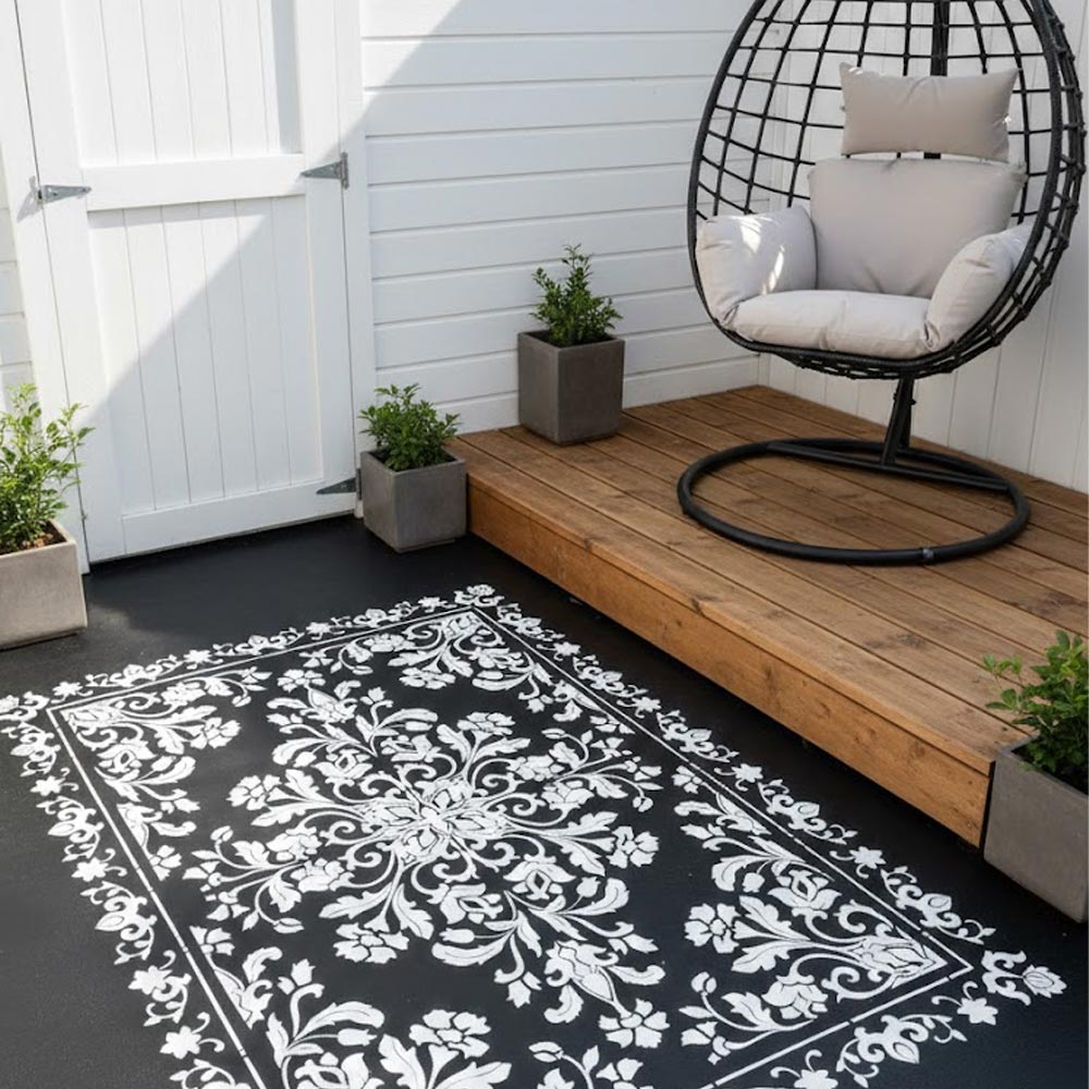 Royal Floral Mandala carpet Stencil for Wall, Floor, Furniture & Fabric Decor – Ornamental Art Design – ID# 711