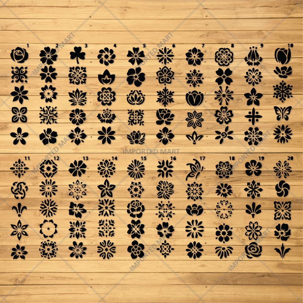 Floral Tapestry Border Stencil Pack for Scrapbook, Canvas & Craft Art – Decorative Flower Strip Patterns– ID# 714