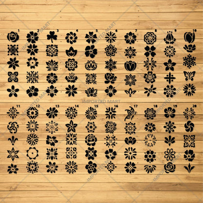 Floral Tapestry Border Stencil Pack for Scrapbook, Canvas & Craft Art – Decorative Flower Strip Patterns– ID# 714