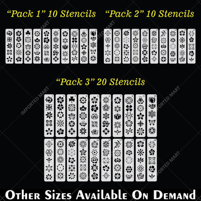 Floral Tapestry Border Stencil Pack for Scrapbook, Canvas & Craft Art – Decorative Flower Strip Patterns– ID# 714