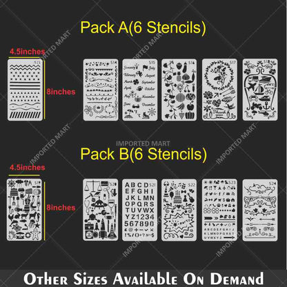 Bullet Journal Stencils Pack for Scrapbooking , Kids notebook and Bullet Journal – Decorative Symbols Design – ID# 715B