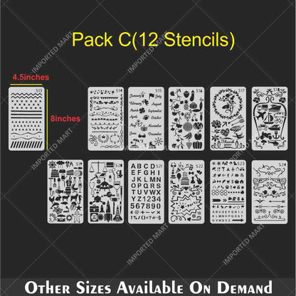 Bullet Journal Stencils Pack for Scrapbooking , Kids notebook and Bullet Journal – Decorative Symbols Design – ID# 715B