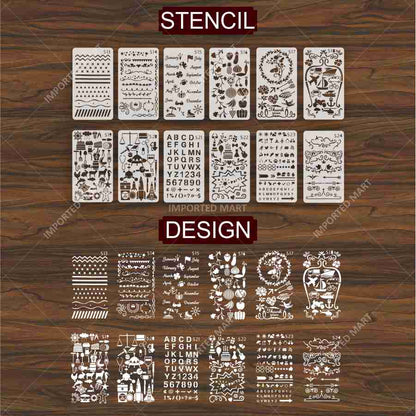 Bullet Journal Stencils Pack for Scrapbooking , Kids notebook and Bullet Journal – Decorative Symbols Design – ID# 715B