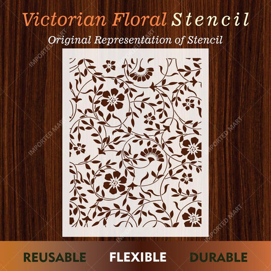 Victorian Floral Stencil for Wall, Furniture & Home Decor – Vintage Botanical Pattern Design – Classic Interior Art – ID# 719