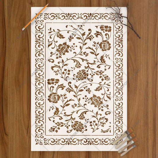 Victorian Noir Floral Border Stencil for Wall, Furniture & Floor Décor – Vintage Ornamental Frame Design – ID# 721