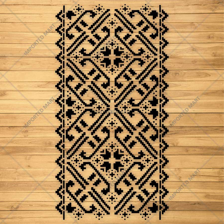 Geometric Folk Pattern Stencil for Wall, Floor & Furniture Décor – Ethnic Border Design – ID# 722
