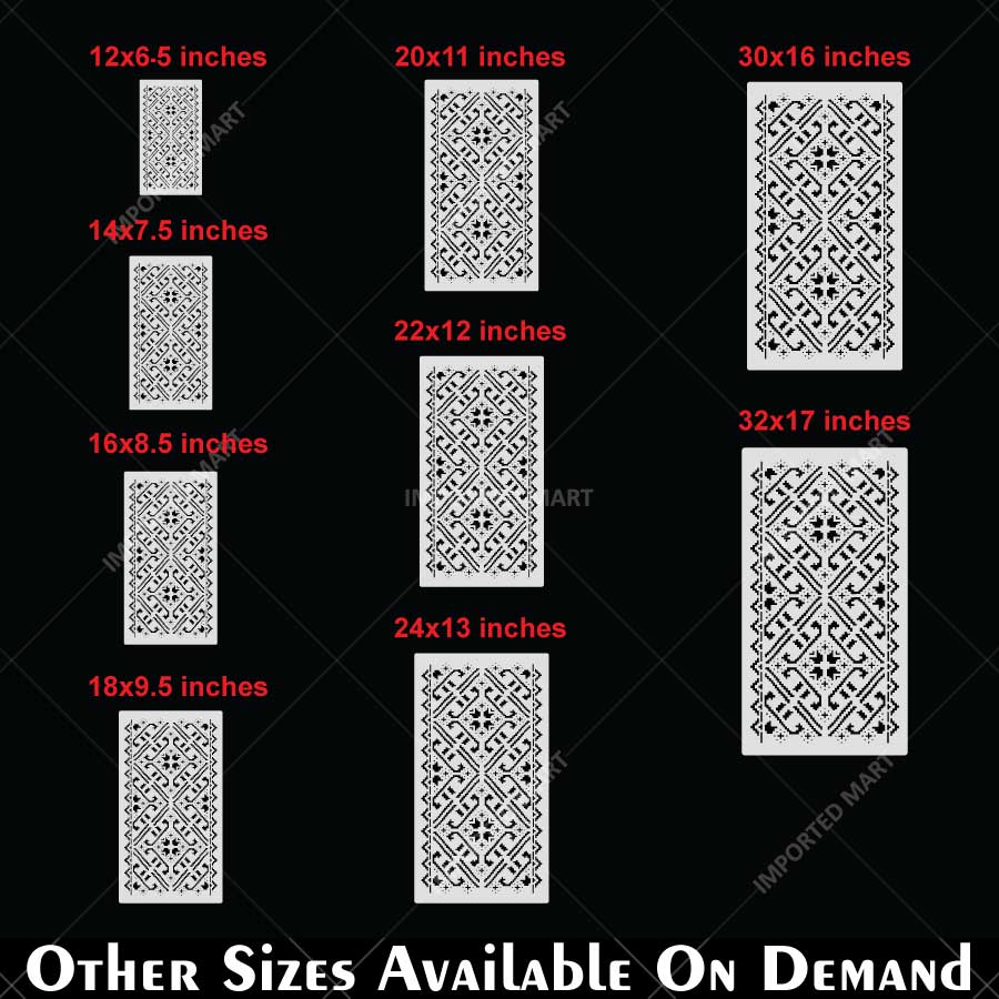 Geometric Folk Pattern Stencil for Wall, Floor & Furniture Décor – Ethnic Border Design – ID# 722