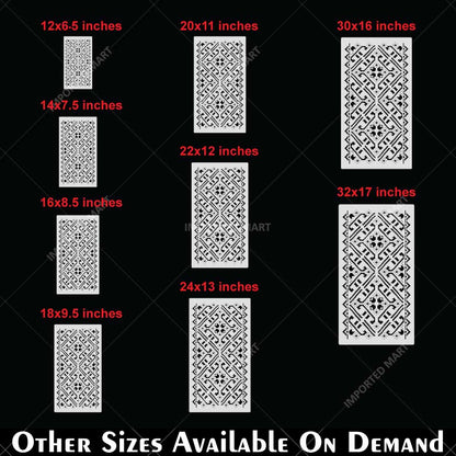 Geometric Folk Pattern Stencil for Wall, Floor & Furniture Décor – Ethnic Border Design – ID# 722