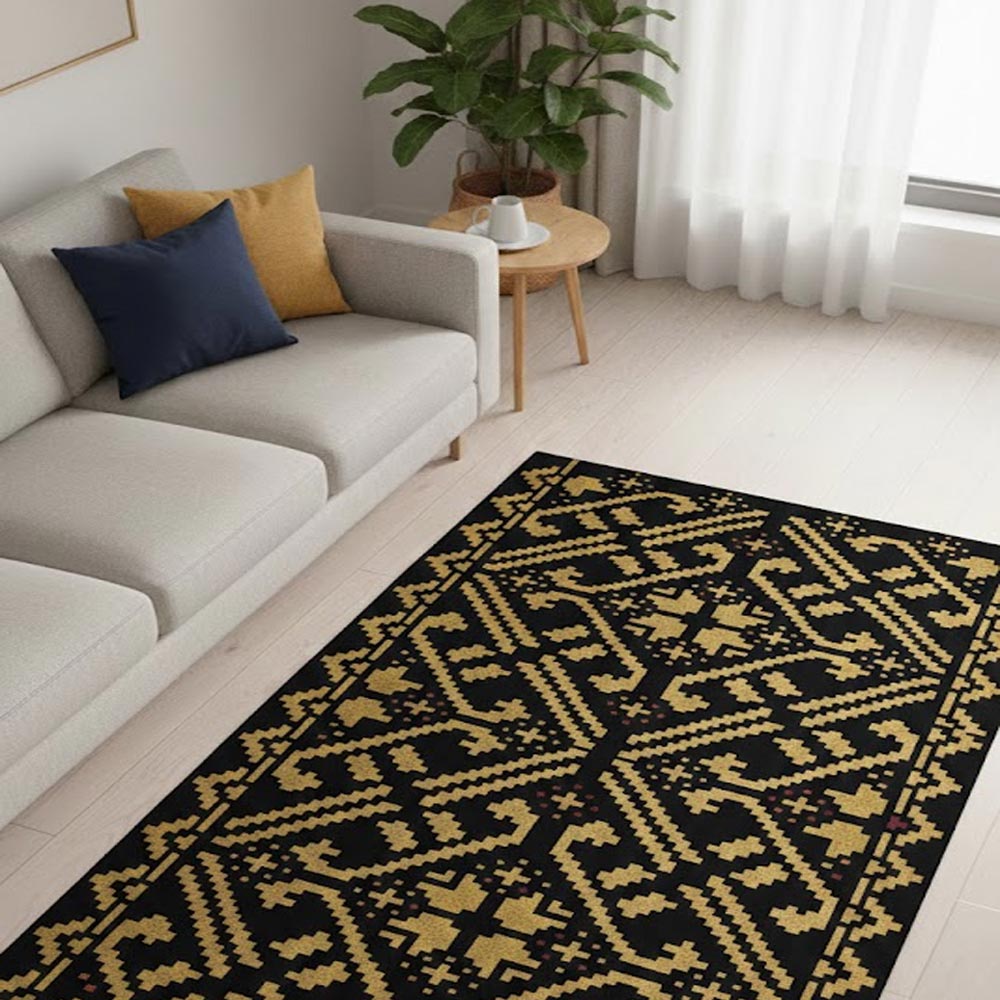 Geometric Folk Pattern Stencil for Wall, Floor & Furniture Décor – Ethnic Border Design – ID# 722
