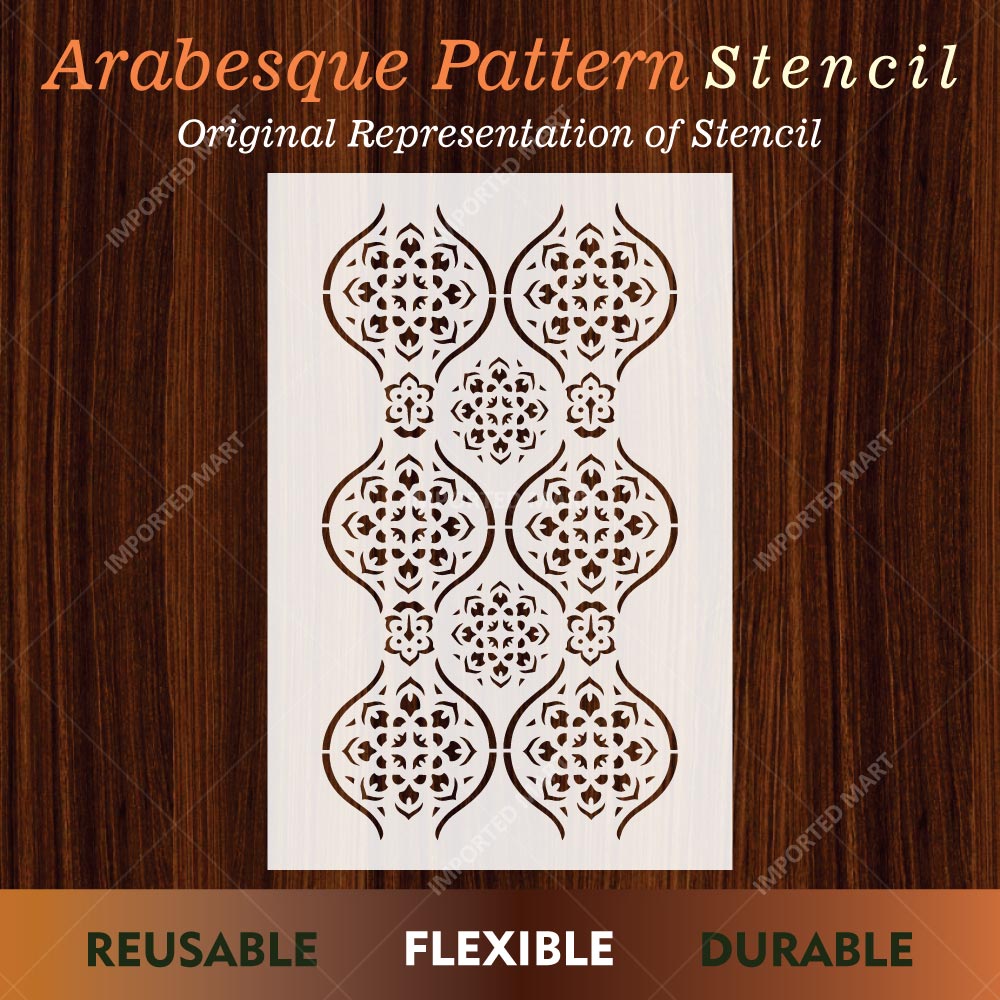 Arabesque Pattern Stencil for Wall, Furniture & Tile Art – Moroccan Geometric Design – ID# 723