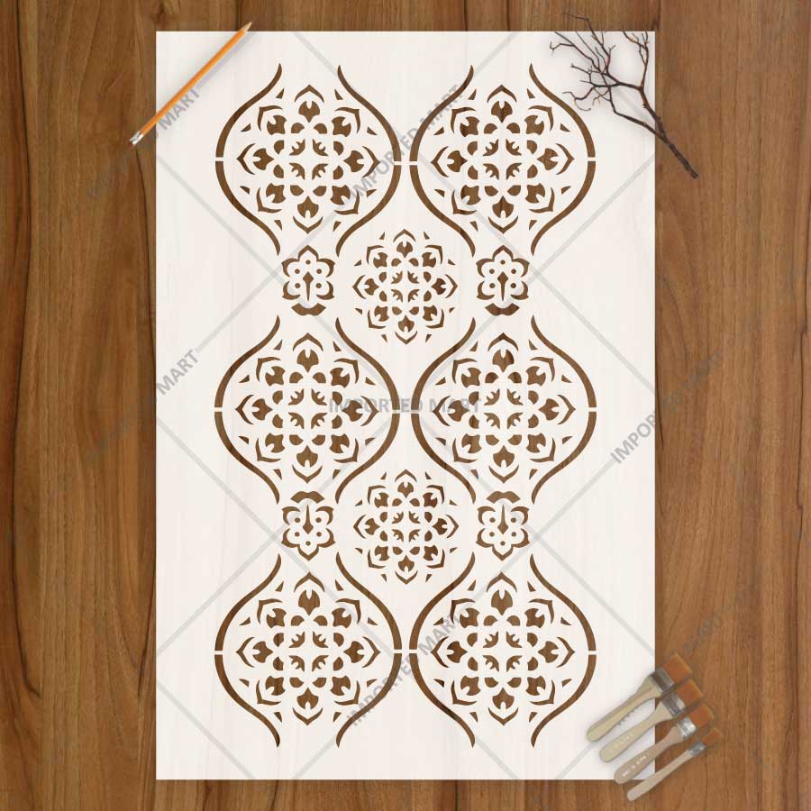Arabesque Pattern Stencil for Wall, Furniture & Tile Art – Moroccan Geometric Design – ID# 723