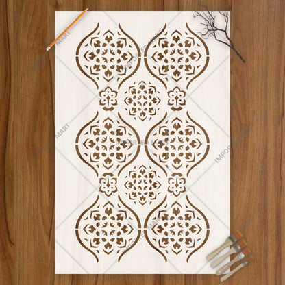 Arabesque Pattern Stencil for Wall, Furniture & Tile Art – Moroccan Geometric Design – ID# 723