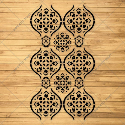 Arabesque Pattern Stencil for Wall, Furniture & Tile Art – Moroccan Geometric Design – ID# 723