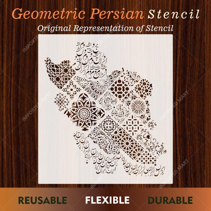Geometric Persian Map Stencil for Wall, Furniture & Canvas Art – Iran Pattern Design – ID# 724
