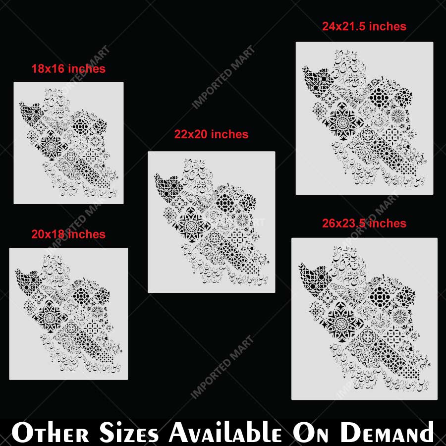 Geometric Persian Map Stencil for Wall, Furniture & Canvas Art – Iran Pattern Design – ID# 724