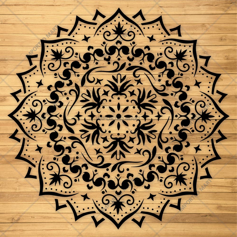 Floral Filigree Mandala Stencil for Wall, Floor & Furniture Art – Decorative Round Mandala Design – ID# 725
