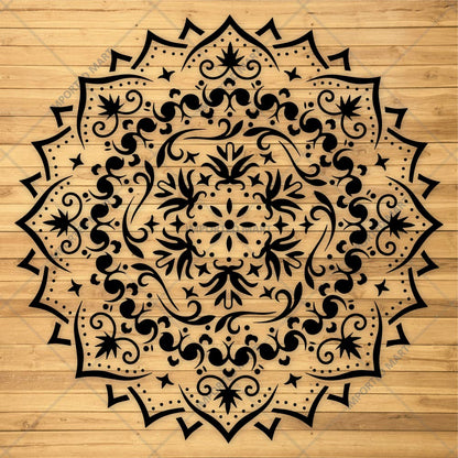 Floral Filigree Mandala Stencil for Wall, Floor & Furniture Art – Decorative Round Mandala Design – ID# 725