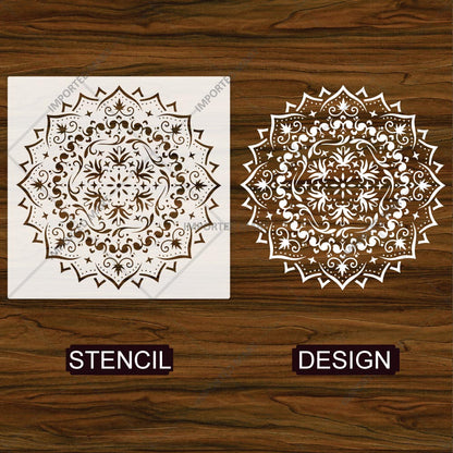 Floral Filigree Mandala Stencil for Wall, Floor & Furniture Art – Decorative Round Mandala Design – ID# 725