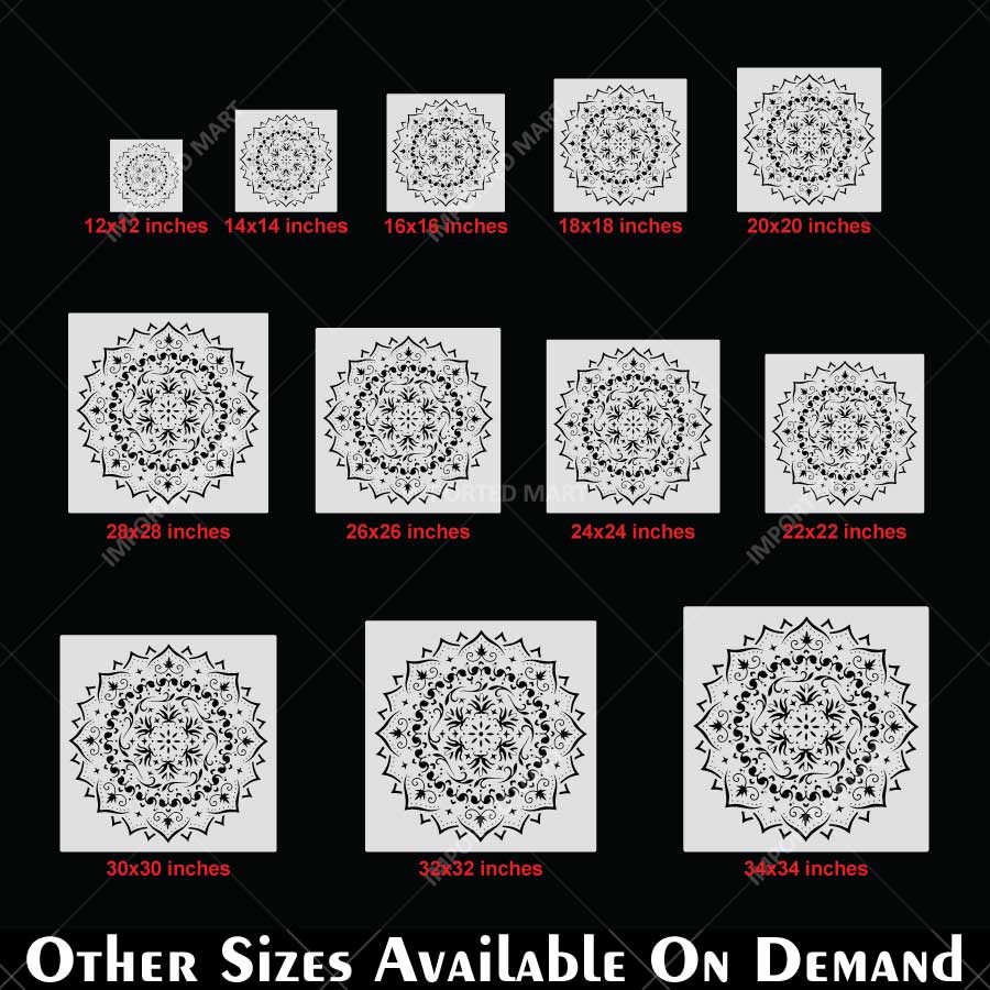 Floral Filigree Mandala Stencil for Wall, Floor & Furniture Art – Decorative Round Mandala Design – ID# 725
