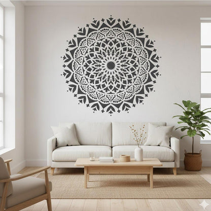 Sacred Geometry Mandala Stencil for Wall, Floor & Furniture Art – Decorative Round Mandala Pattern – ID# 726