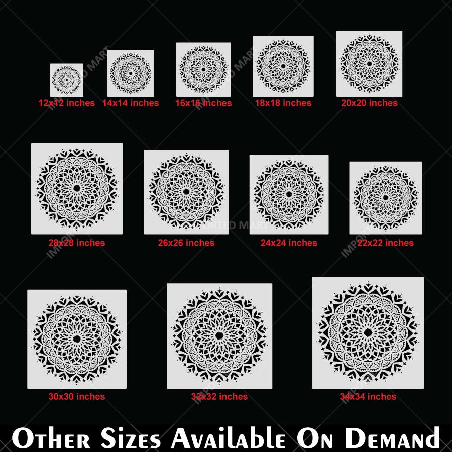 Sacred Geometry Mandala Stencil for Wall, Floor & Furniture Art – Decorative Round Mandala Pattern – ID# 726