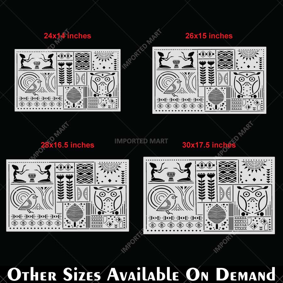 Tribal Totem Pattern Stencil for Wall, Furniture & Fabric Art – Ethnic Geometric & Nature Motifs – ID# 730