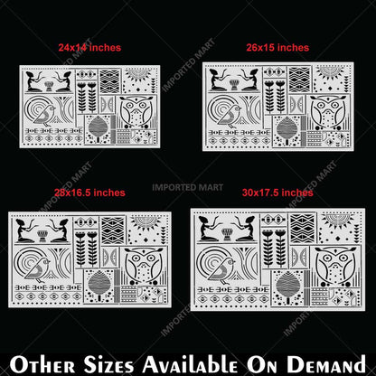 Tribal Totem Pattern Stencil for Wall, Furniture & Fabric Art – Ethnic Geometric & Nature Motifs – ID# 730