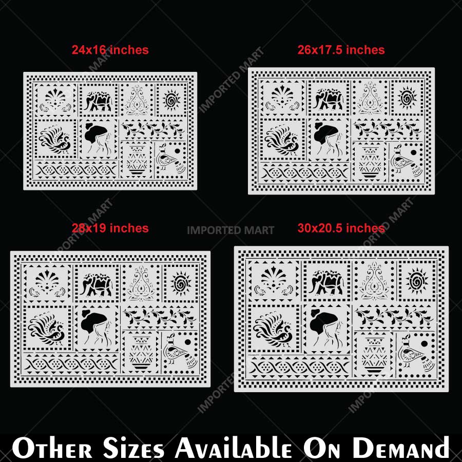 Global Folk Motif Stencil for Wall, Furniture & Fabric Art – Ethnic Folk Animal & Cultural Pattern – ID# 731