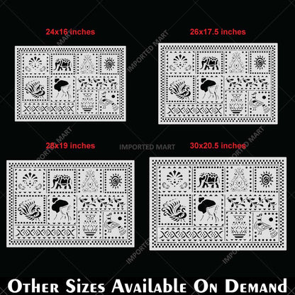 Global Folk Motif Stencil for Wall, Furniture & Fabric Art – Ethnic Folk Animal & Cultural Pattern – ID# 731